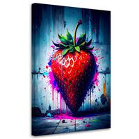 LEINWANDBILD Frucht Erdbeer Abstrakt 40x60cm - Rot, Textil (40/60cm) - Feeby