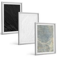 BILDER SET 3er Set - 40x60 cm Silberner Rahmen - Die Farben eleganter Steinstrukturen - Silberfarben, Kunststoff (40/60cm) - TULUP