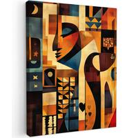 LEINWANDBILD Figuren - Abstrakt - Symbole Wandbild Wohnzimmer 60x80 cm - Terracotta, Textil (60/80cm) - MuchoWow