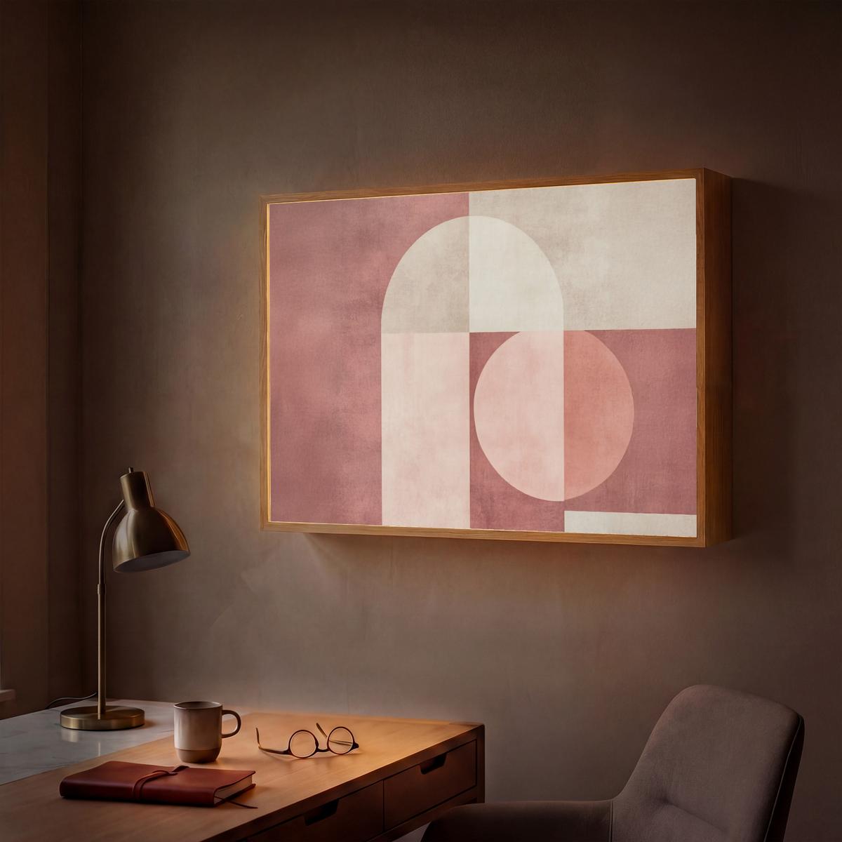 WANDLEUCHTE MIT AKKU Figuren - Abstrakt - Rosa 100x70 cm - Altrosa, Holzwerkstoff (100/70/8cm) - OnlyWow