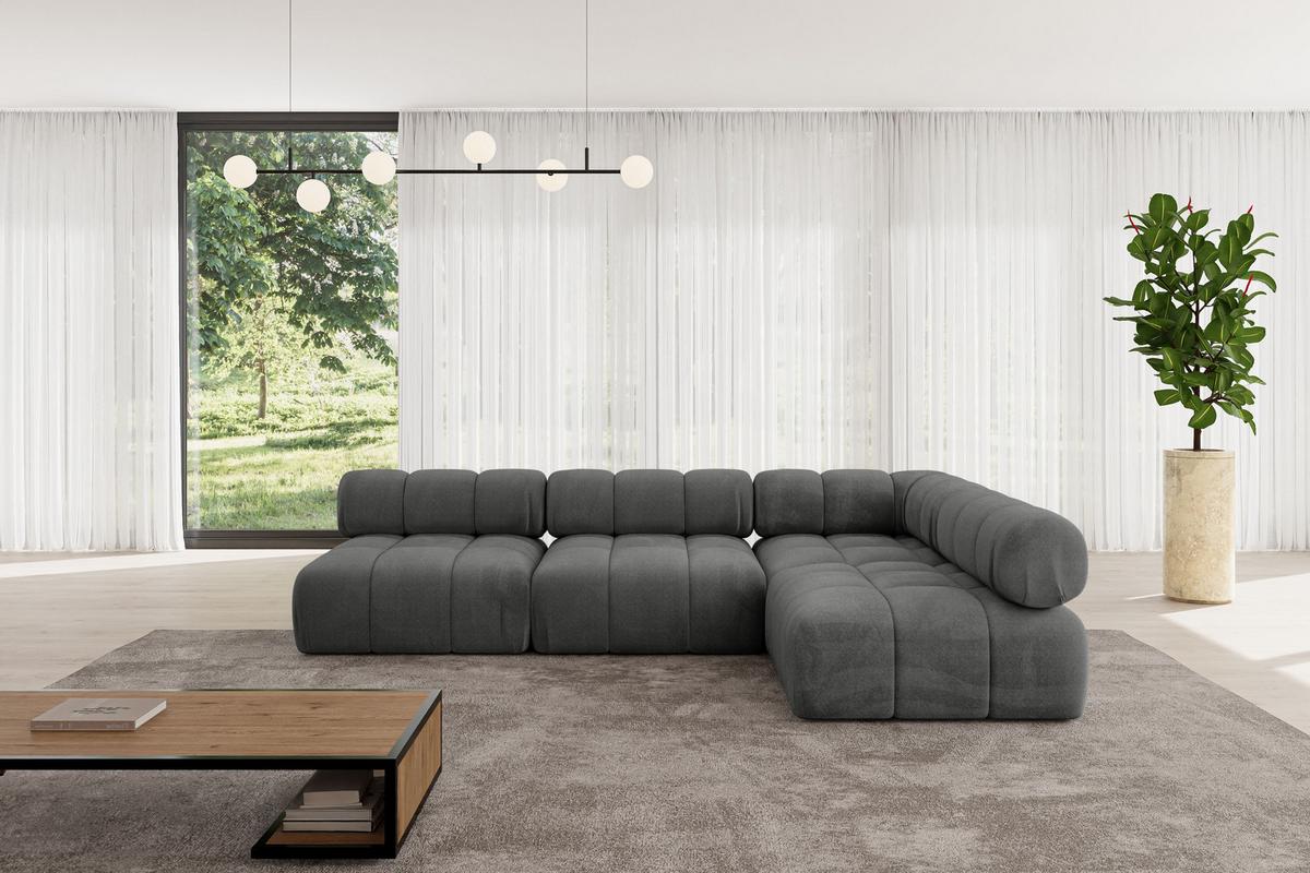 ECKSOFA modulares Sofa Samaro-L2 - 285x190x70 cm Dunkelgrau Velours - Dunkelgrau, Holzwerkstoff/Textil (285/190cm) - ALTDECOR