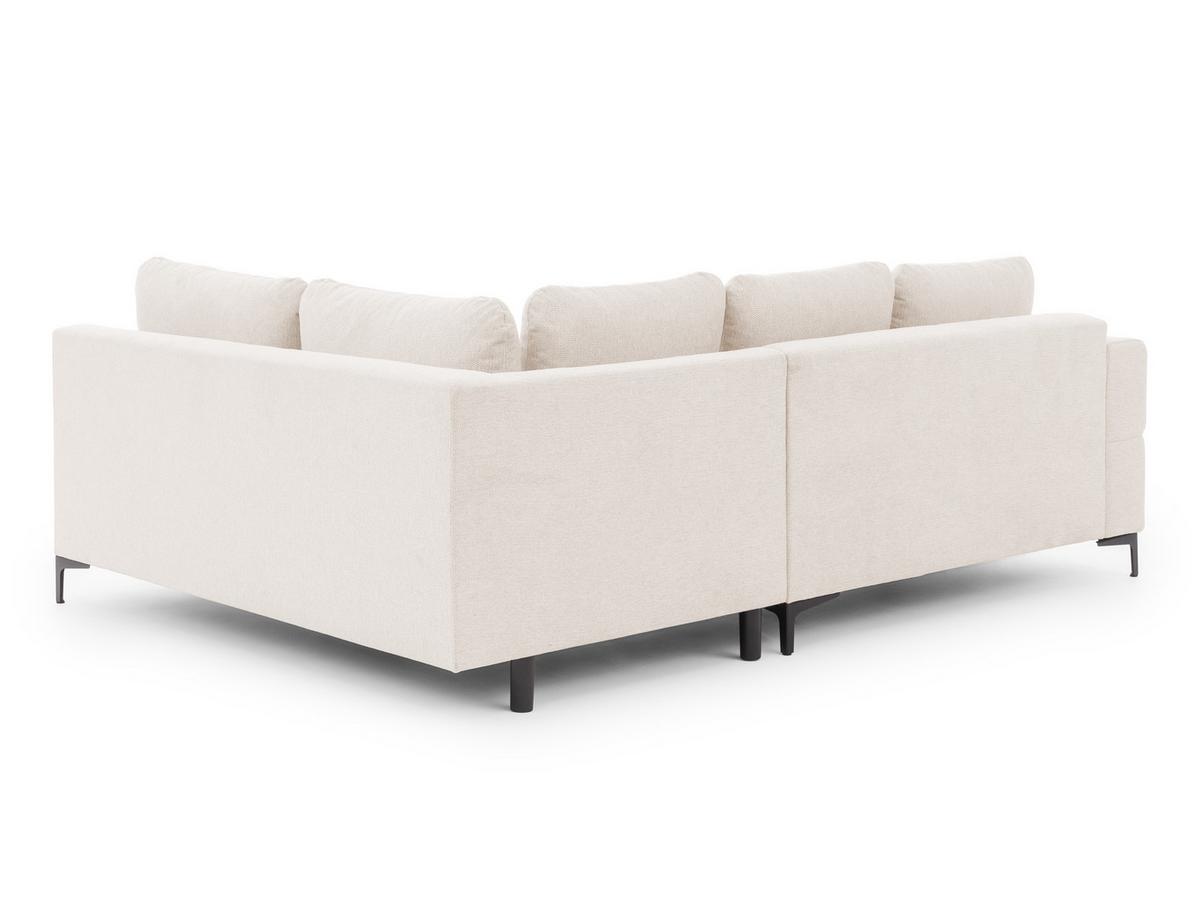 ECKSOFA Cardea in Bubble-Optik aus weichem Creme Strukturstoff mit hohem Sitzkomfort - Ottomane rechts - Creme/Schwarz, Holz/Textil (230/170cm) - S-Style