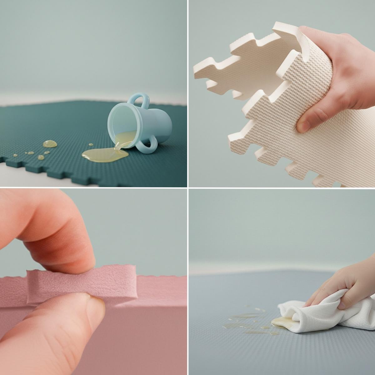 SPIELMATTE ab Null - 90/90/1 cm Puzzlematte Grau - Grau, Kunststoff (30/30cm) - Littletom