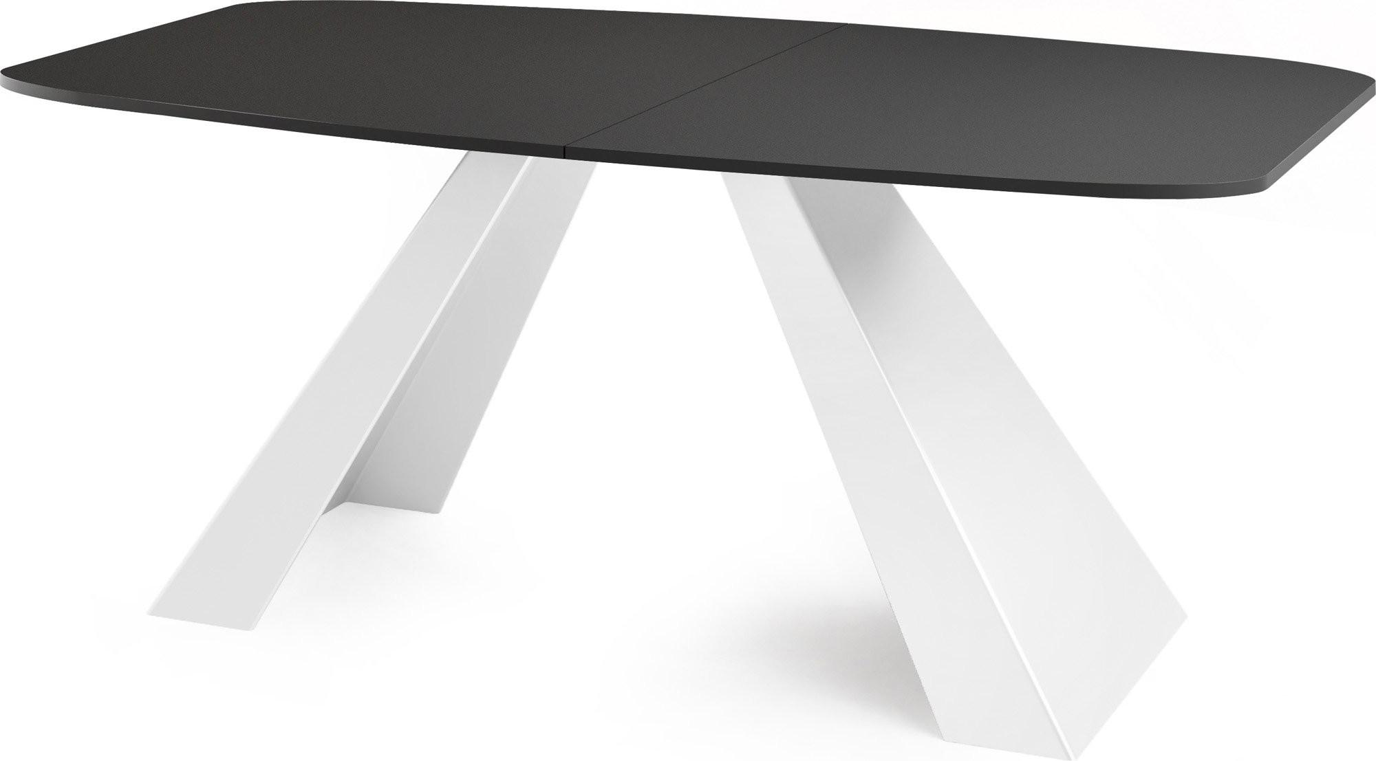 ESSTISCH Monte Weiß rechteckig ausziehbar, Schwarz 160-200/80/76 cm - Schwarz/Weiß, Holzwerkstoff/Metall (80/198/76cm) - WFL GROUP