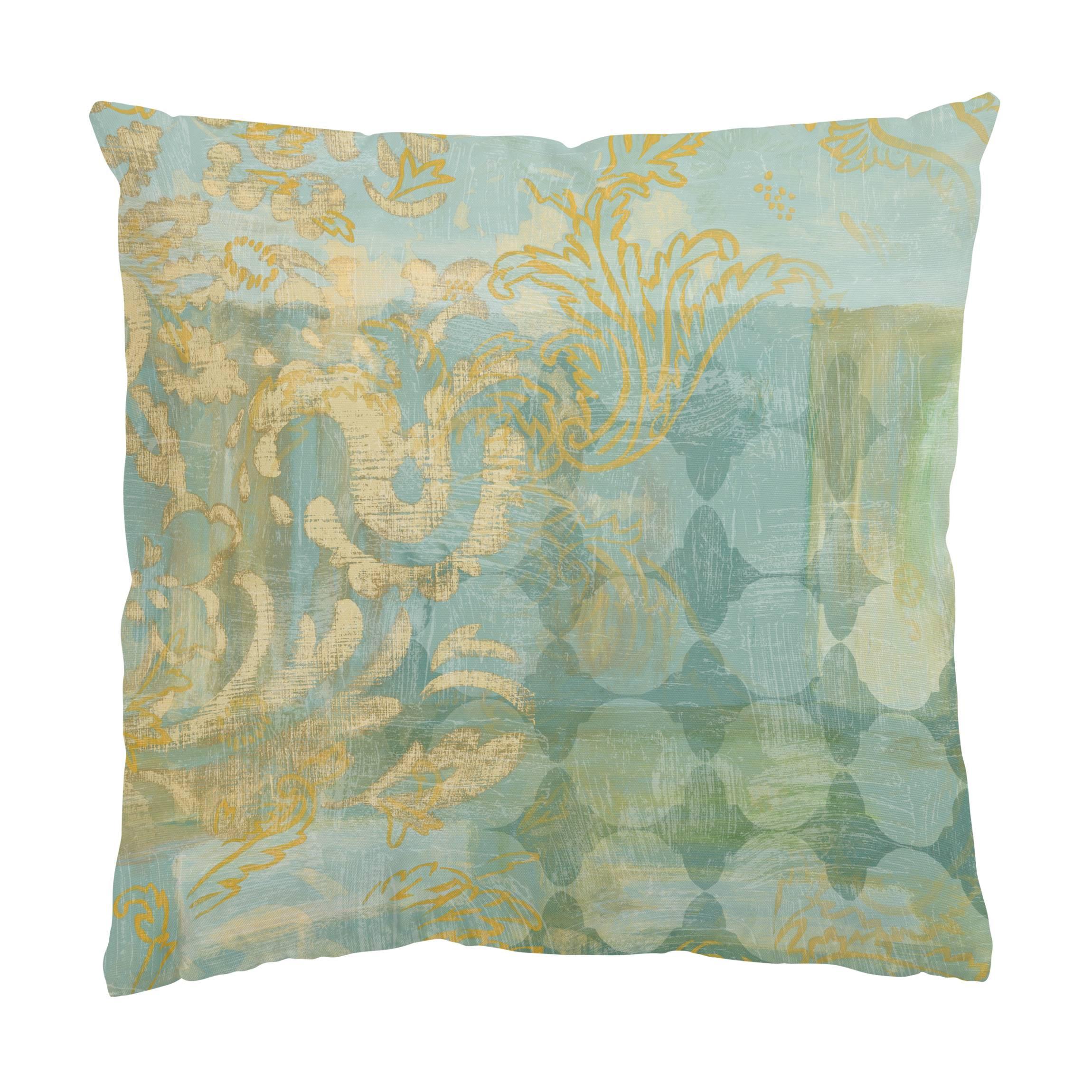 DEKOKISSEN Marokkanische Collage in Gold und Türkis 40/40 cm - Goldfarben, Textil (40/40/10cm) - Bilderwelten