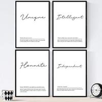 POSTER Set mit 4 Worten auf Französisch A4 Schwarzer Rahmen - Schwarz, Papier (29.7/3cm) - Nacnic