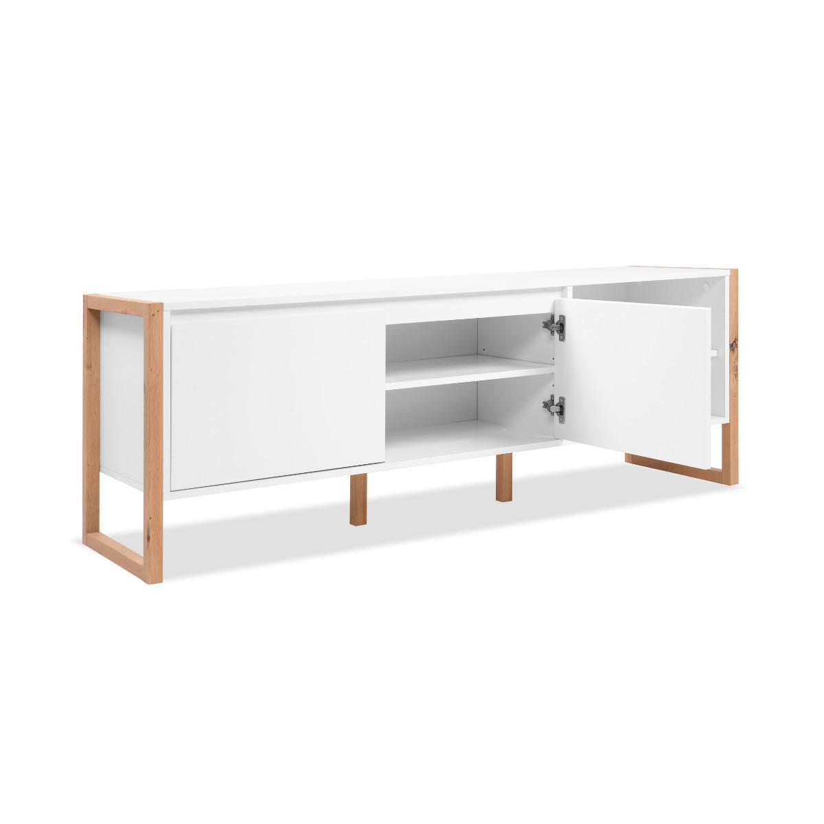 TV-RACK Denver 54 weiß / Dekor Artisan Oak 55/160/40 cm - Weiß, Holzwerkstoff (160/55/40cm) - Calicosy