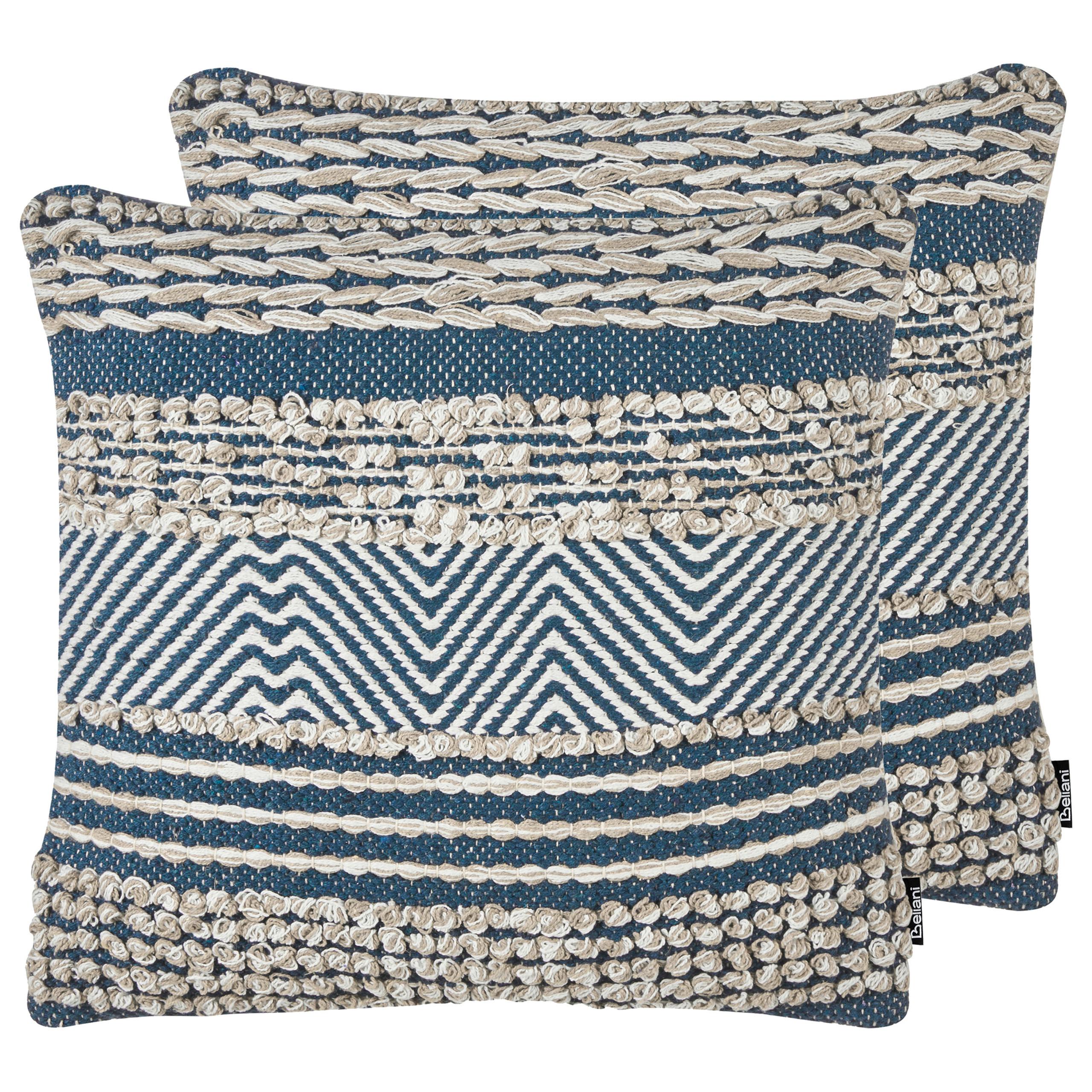DEKOKISSEN 2er-Set Blau 45/45 cm Dewberry - Blau/Beige, Textil (45/45cm) - Beliani