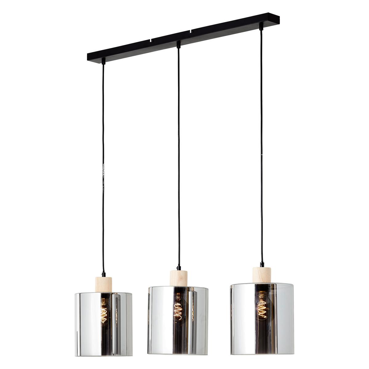 PENDELLEUCHTE Weald 99895/93 - Schwarz, Holz (20/90/120cm) - Brilliant