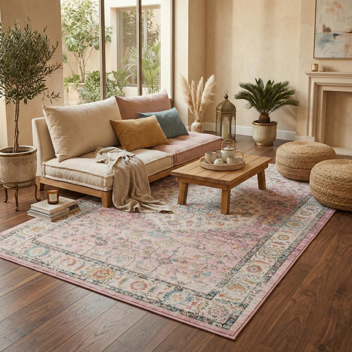 INDOOR OUTDOOR TEPPICH LAGOS VINTAGE - Rosa, Textil (140/200cm) - Pergamon
