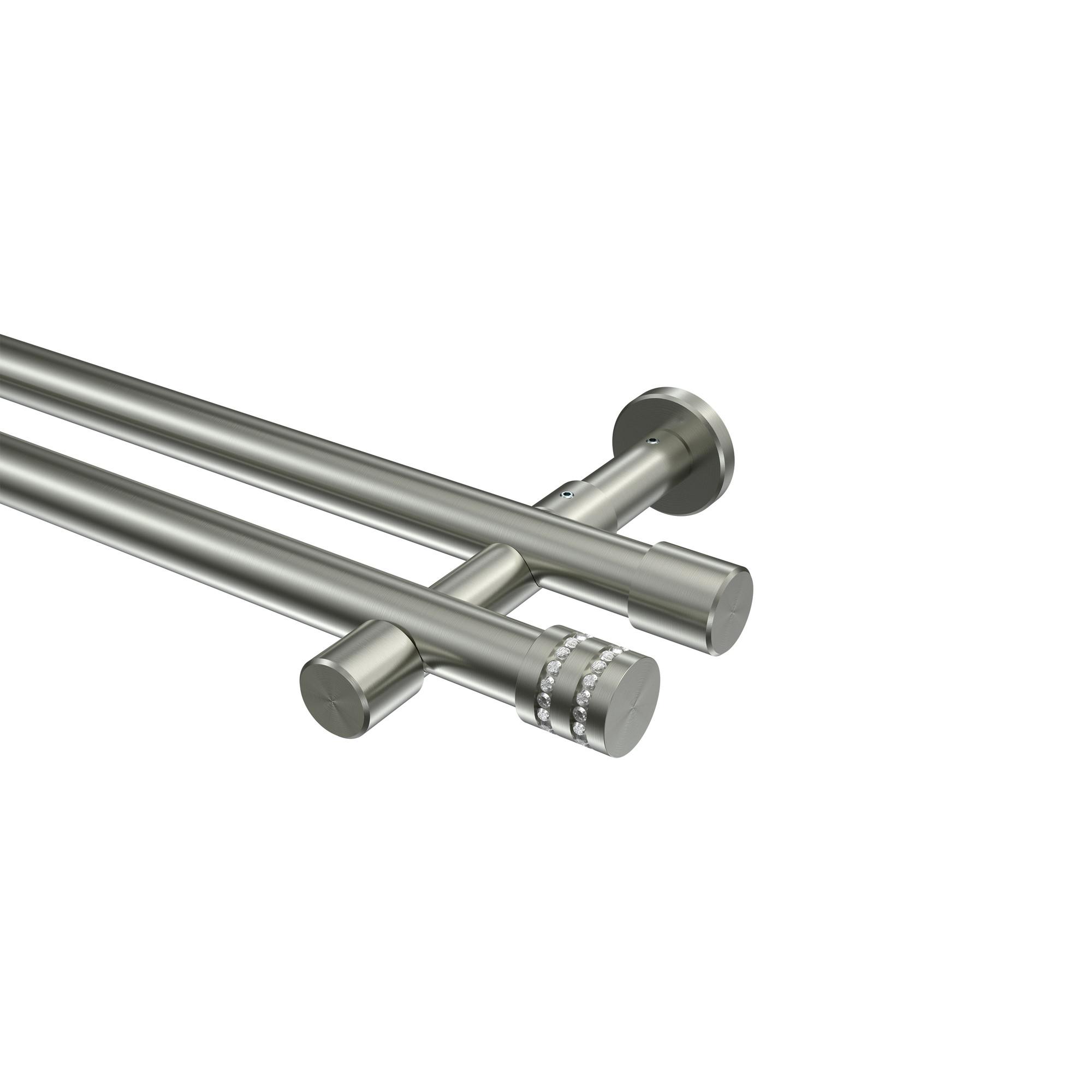 GARDINENSTANGE Prestige Estana 520 cm (geteilt in 4 x 130 cm), 2-läufig (ohne Ringe), 20 mm Ø Edelstahl-Optik - Edelstahlfarben, Metall (520cm) - INTERDECO
