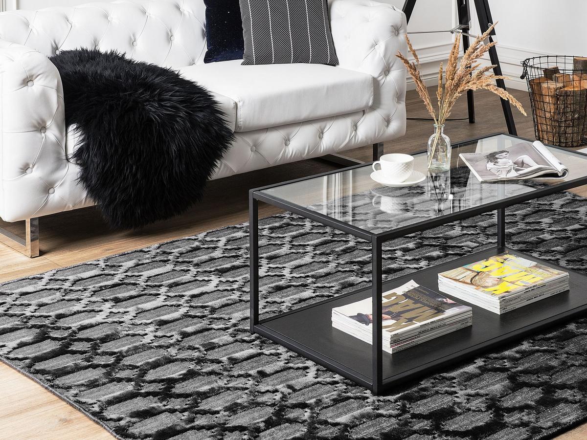 KURZFLOR-TEPPICH Cizre 200/140 cm - Grau, Naturmaterialien (140/200cm) - Beliani