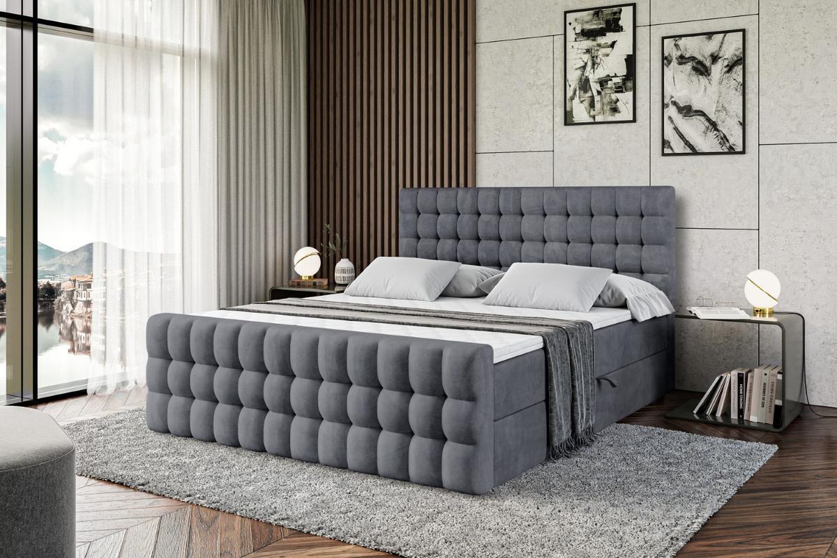 BOXBETT VIONE-Z - 140 x 200 - H4 - Dunkelgrau - Dunkelgrau, Holzwerkstoff (140/200cm) - ALTDECOR