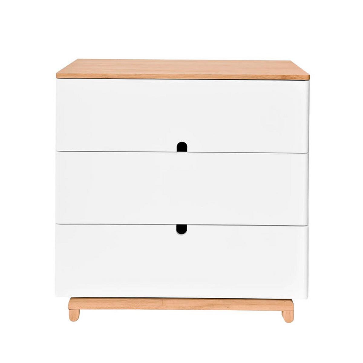 KOMMODE Weiß und Holz - Weiß, Holzwerkstoff (90/90/50cm) - Petits-meubles