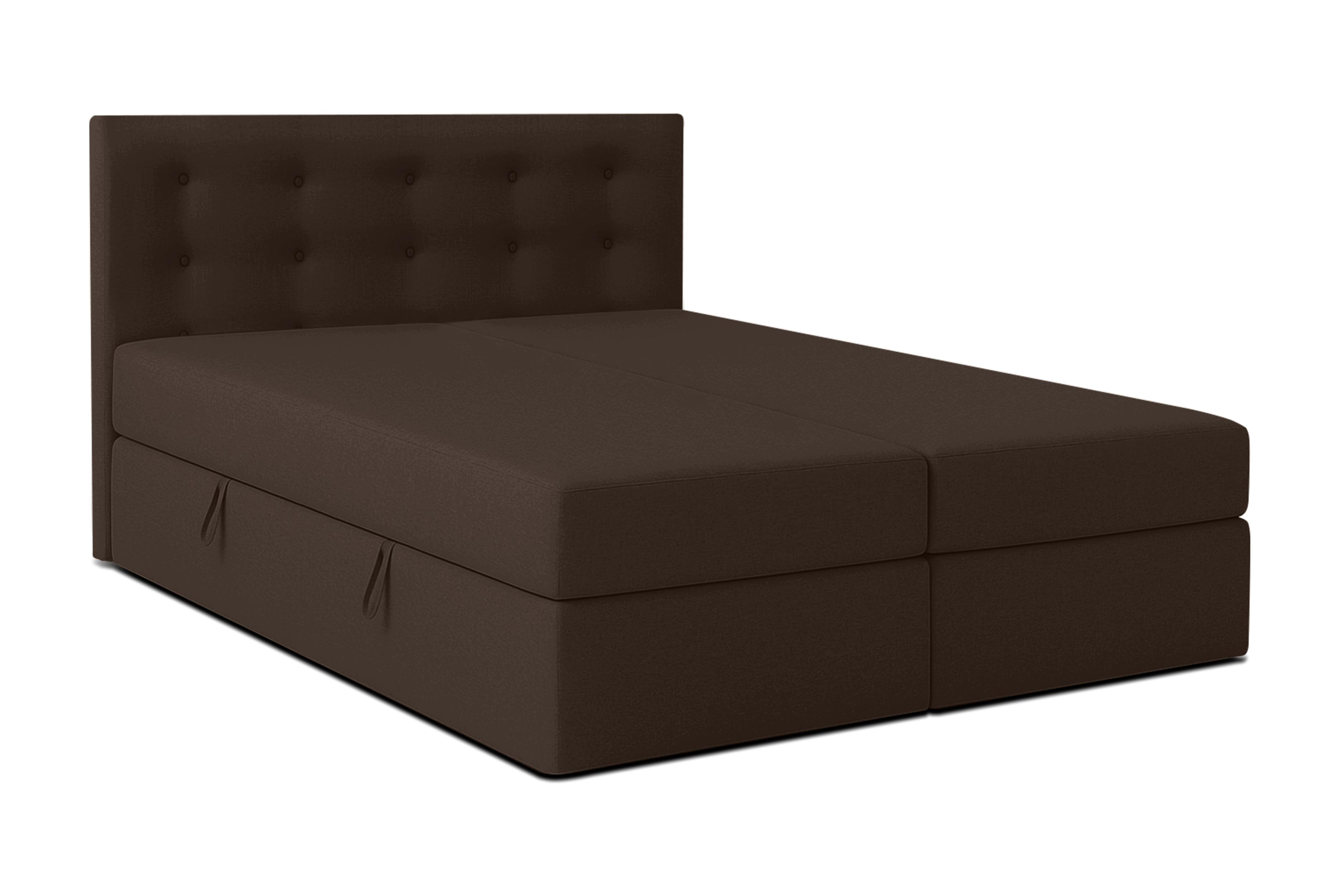 BOXBETT BAUNEI 160x200 cm mit Bettkasten und Matratze - Braun + TOPPER - Schwarz/Braun, Holz/Holzwerkstoff (160/200cm) - AX Living