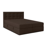 BOXBETT BAUNEI 160x200 cm mit Bettkasten und Matratze - Braun + TOPPER - Schwarz/Braun, Holz/Holzwerkstoff (160/200cm) - AX Living