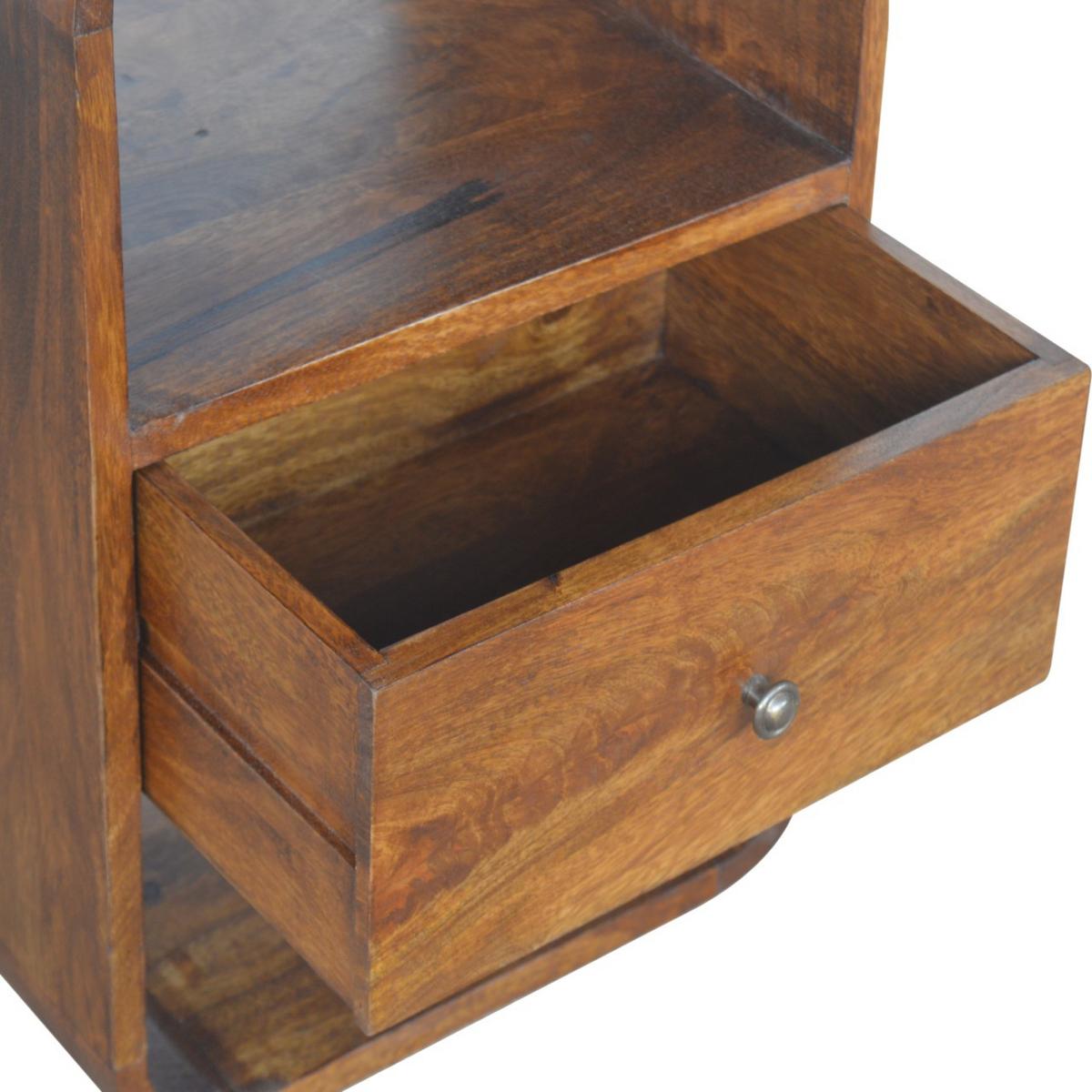 NACHTKASTEN Kastanie Geschwungen, 2 Schubladen und 2 Offene Fächer, Dunkelbraun - Dunkelbraun/Messingfarben, Holz/Metall (40/55/35cm) - Artisan Furniture