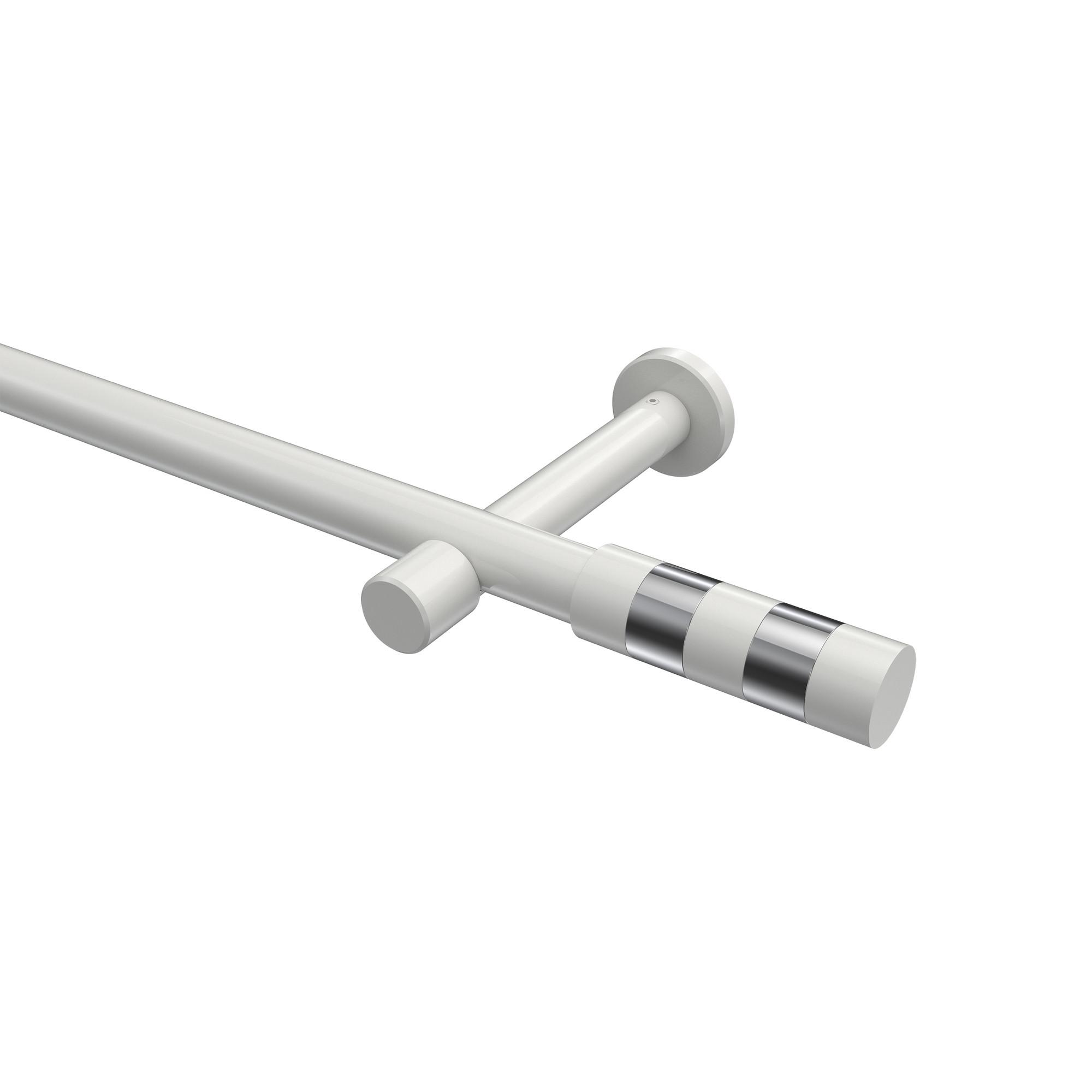 GARDINENSTANGE Prestige Mavell 540 cm (geteilt in 3 x 180 cm), 1-läufig (ohne Ringe), 20 mm Ø Weiß - Chromfarben/Weiß, Metall (540cm) - INTERDECO