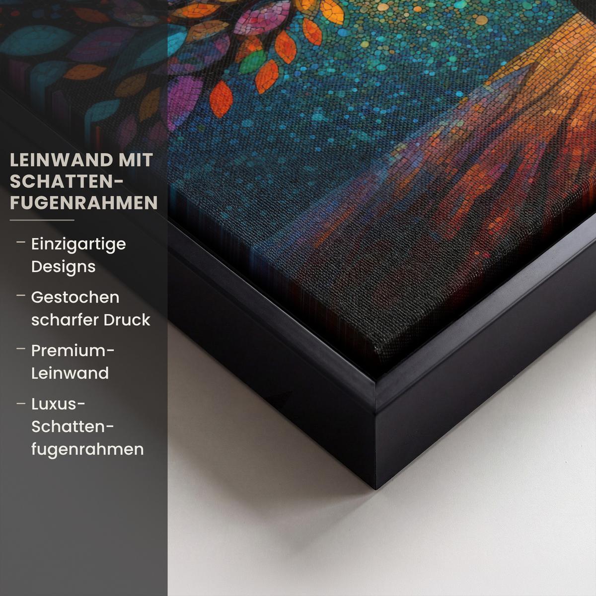 LEINWAND Bilder mit Rahmen - Mosaik - Bunt - Baum - Äste - 40x30 - Multicolor, Textil (40/30cm) - MuchoWow