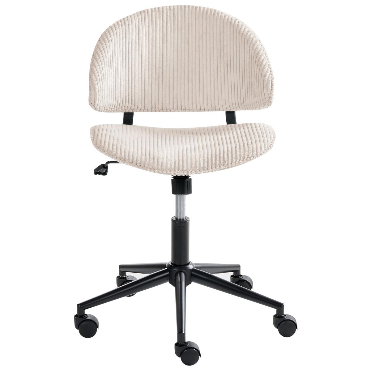 BÜROSTUHL Cord Cremeweiß Kiana - Weiß, Textil (55/74/55cm) - Beliani