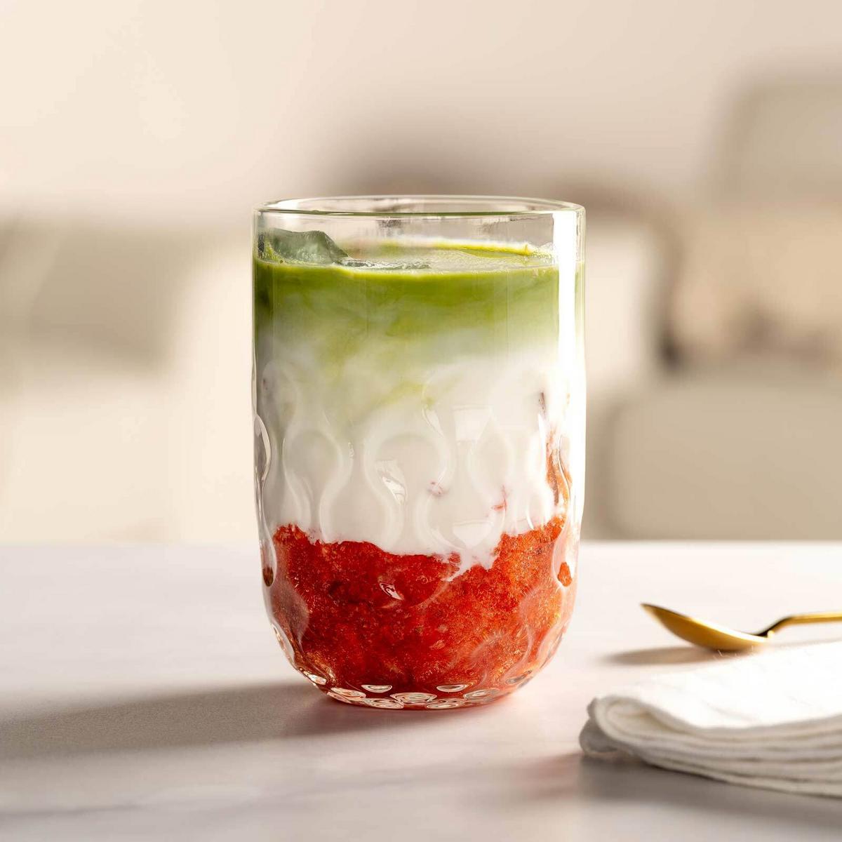 LATTE MACCHIATO-SET MIT UNTERSETZER Gocce transparent 390 ml 3er Set - Transparent, Glas (0.39L) - Leonardo Living