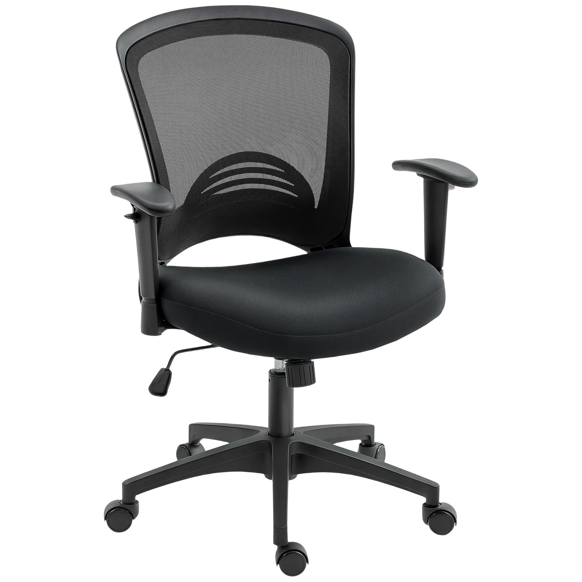 NETZ-BÜROSTUHL Verstellbarer Schreibtischstuhl mit Netzstoff-Rückenlehne Schwarz - Schwarz, Textil (59/102.5/65cm) - HOMCOM