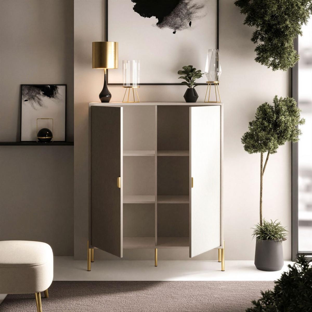 KOMMODE DALIA - Kaschmir/Goldfarben, Holzwerkstoff (104/127/40cm) - Lookway