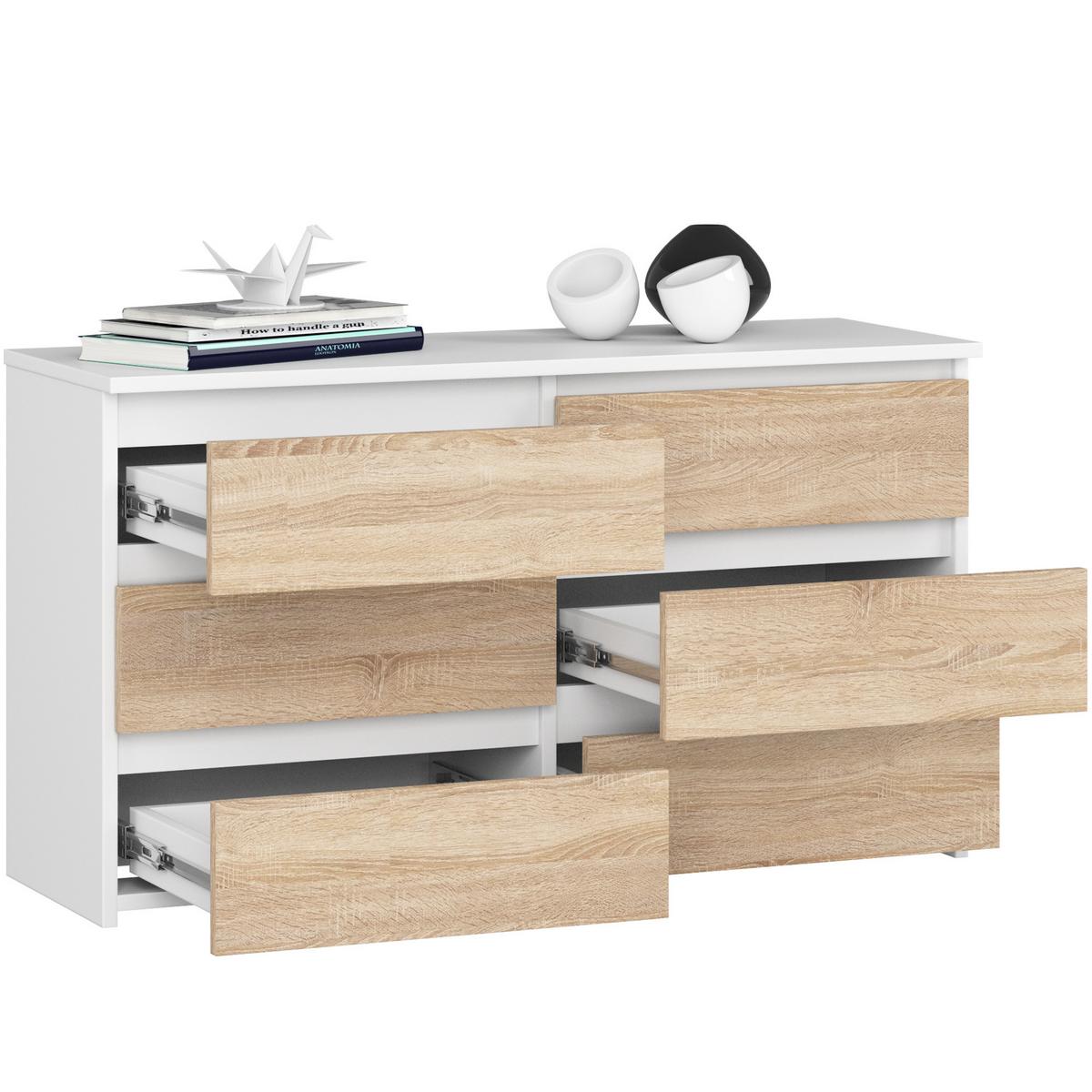 KOMMODE Weiß, Eiche Sonoma 57/100/35 - Weiß, Holzwerkstoff (100/57/35cm) - RAUMHIRSCH FURNITURE