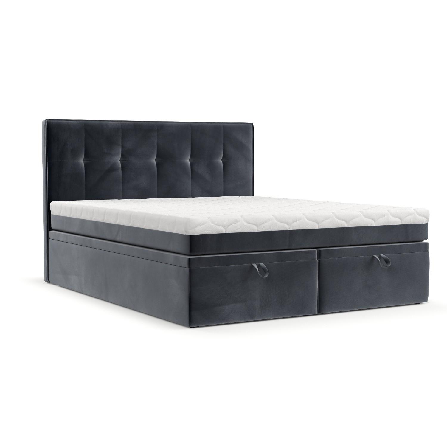 BOXBETT Arivo 180/200 cm Dunkelgrau im Kronos Stoff - Dunkelgrau/Schwarz, Holz/Holzwerkstoff (180/200cm) - AltaBeds