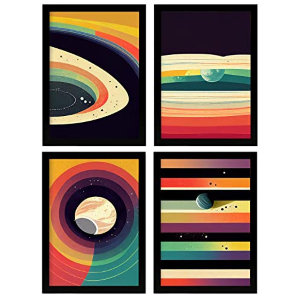 POSTER Set mit 4 Kreisförmig Abstrakt Moderne Galaxien A4 Rahmenlos - Klar, Papier (29.7/3cm) - Nacnic