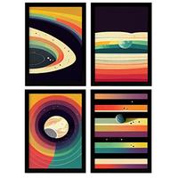 POSTER Set mit 4 Kreisförmig Abstrakt Moderne Galaxien A4 Rahmenlos - Klar, Papier (29.7/3cm) - Nacnic