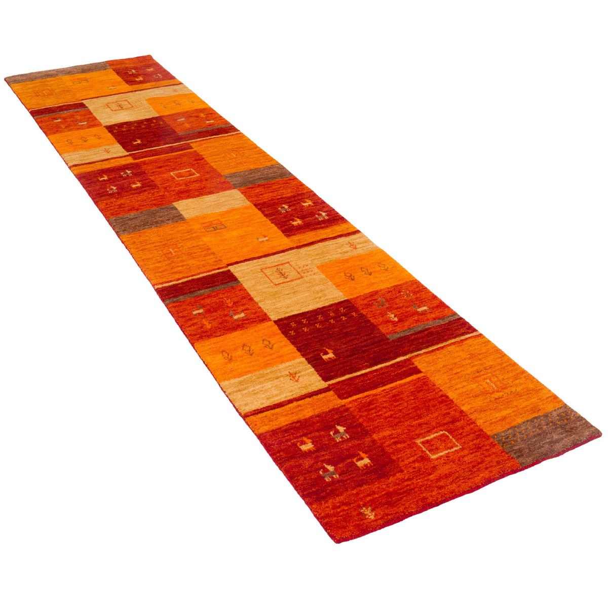 NATUR WOLLE TEPPICH GABBEH ESTA LÄUFER - Orange, Textil (90/160cm) - Pergamon