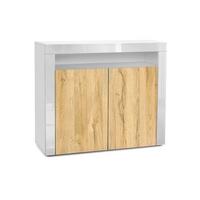 KOMMODE Valencia Eiche Natur/ Weiß Hochglanz - Eichefarben/Weiß, Holzwerkstoff (108/92/40cm) - Vladon