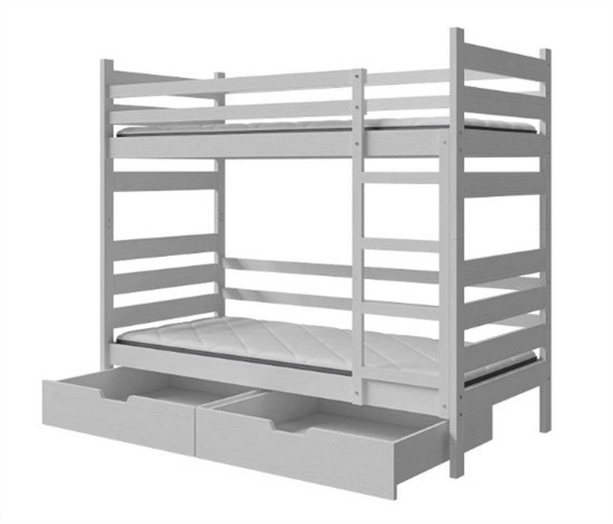 ETAGENBETT DRAKO mit Bettkasten 80x190 cm Weiß - Weiß, Holz (80/190cm) - MASSENO