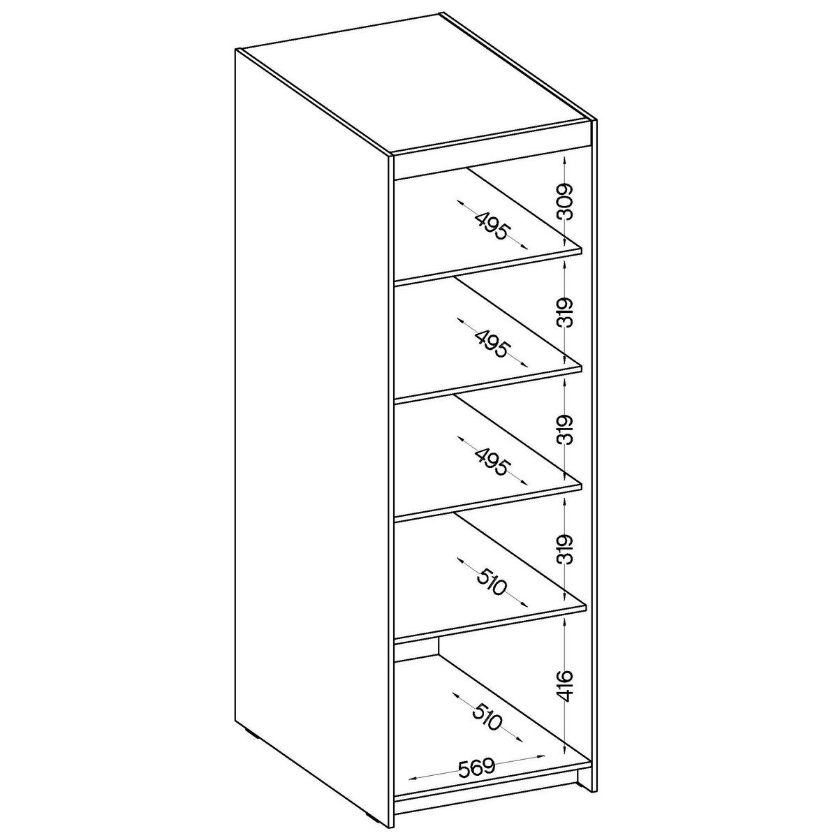 DREHTÜRENSCHRANK ELENORA 59,9/190,5/53cm 1-türig Weiß - Weiß, Holzwerkstoff (59.9/190.5/53cm) - MASSENO