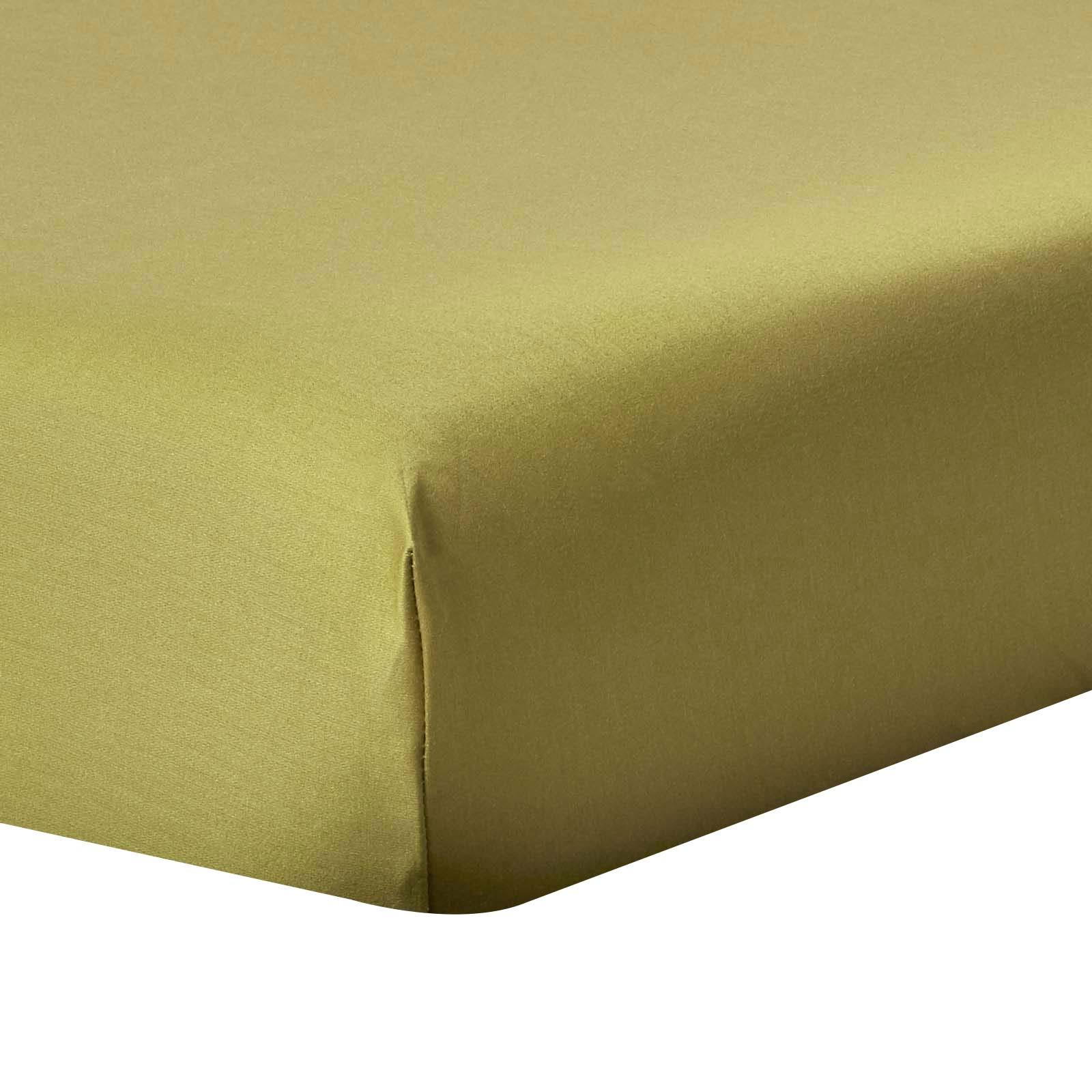 SPANNBETTLAKEN, Ägyptische Baumwolle, Fadendichte 1000 - Olivgrün, Textil (90/190cm) - Homescapes