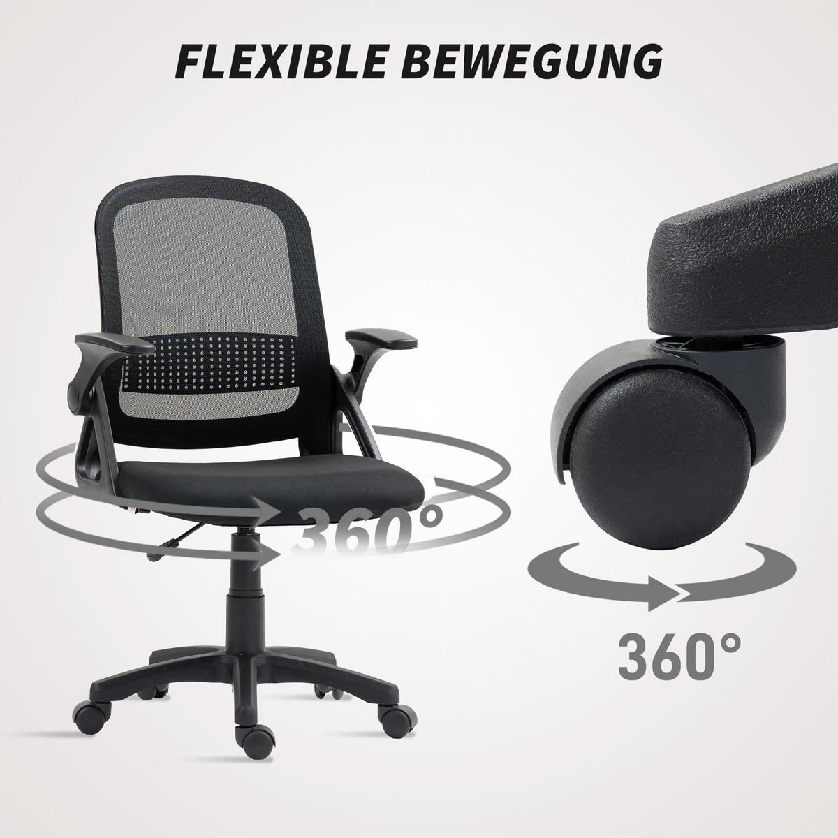 BÜROSTUHL höhenverstellbar aus Mesh Schwarz - Schwarz/Weiß, Kunststoff/Textil (57.5/101/60cm) - HOMCOM