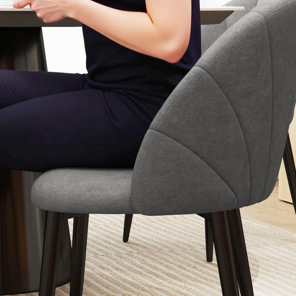 ESSZIMMERSTÜHLE 4er Set Polyester Stahl Dunkelgrau - Dunkelgrau, Textil (52/79/54cm) - HOMCOM