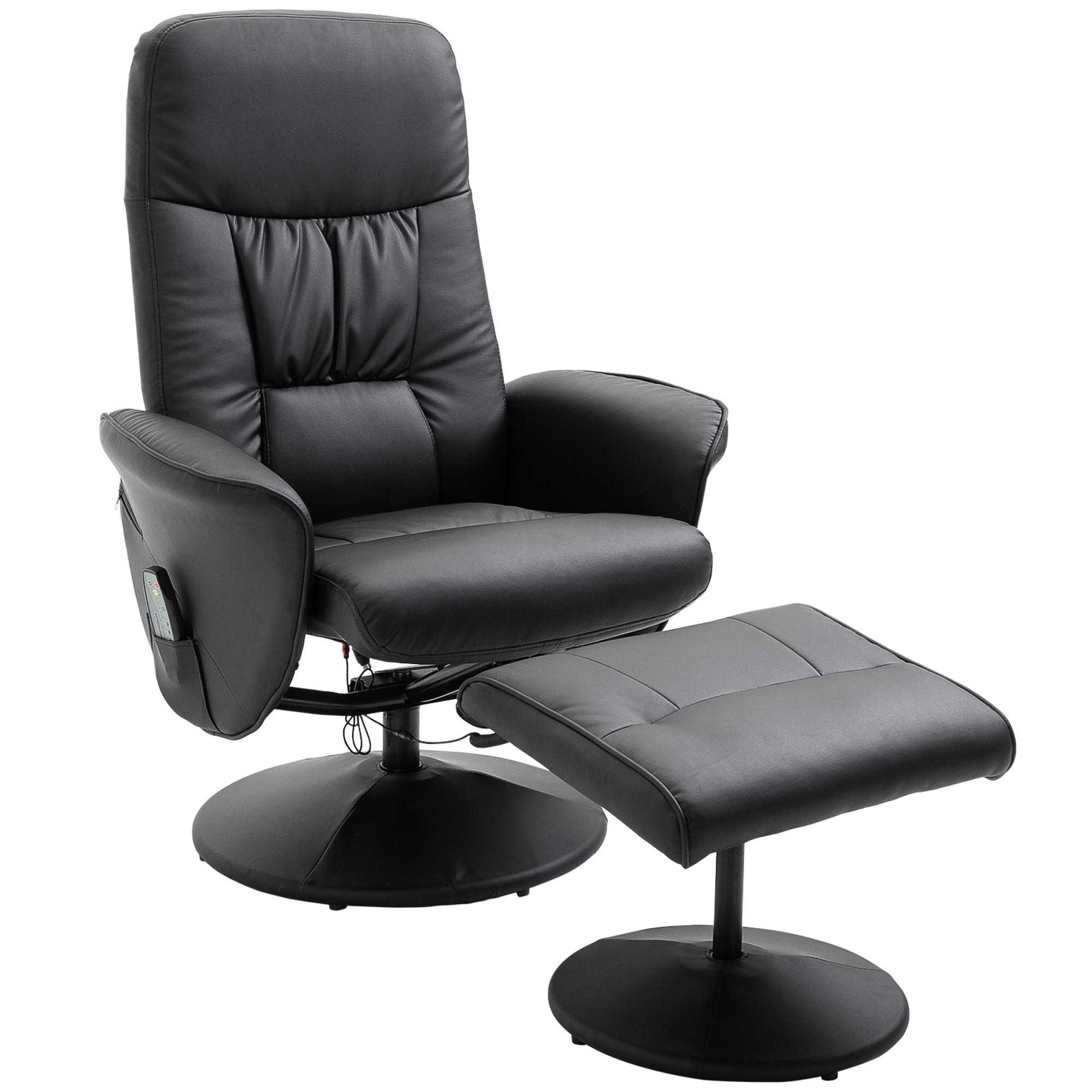 RELAXSESSEL Massagesessel mit Liegefunktion Fußhocker Stauraum TV-Sessel Schwarz - Schwarz, Kunststoff/Metall (81/105/76cm) - HOMCOM