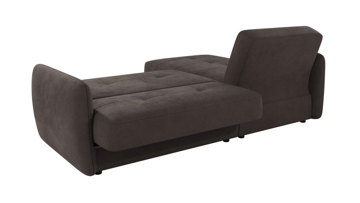 ECKSOFA Lupo Braun - Khaki Mikrofaser - Dunkelbraun/Schwarz, Holz/Kunststoff (232/147cm) - S-Style Möbel