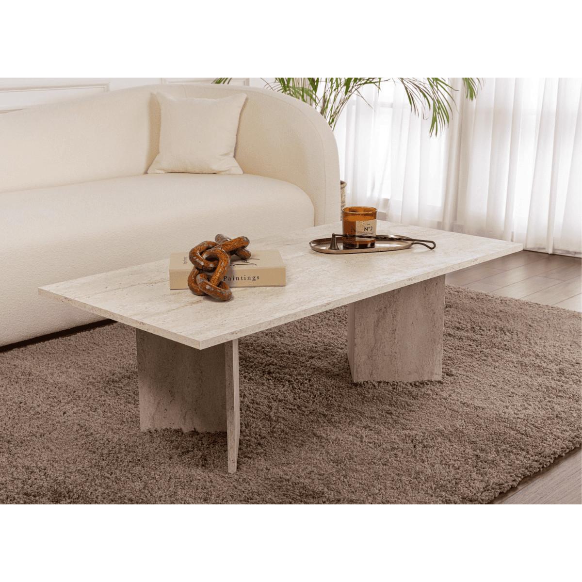 COUCHTISCH mit rechteckiger Platte 119/60/40 cm - Hellbraun, Holzwerkstoff (65/60/40cm) - Calicosy