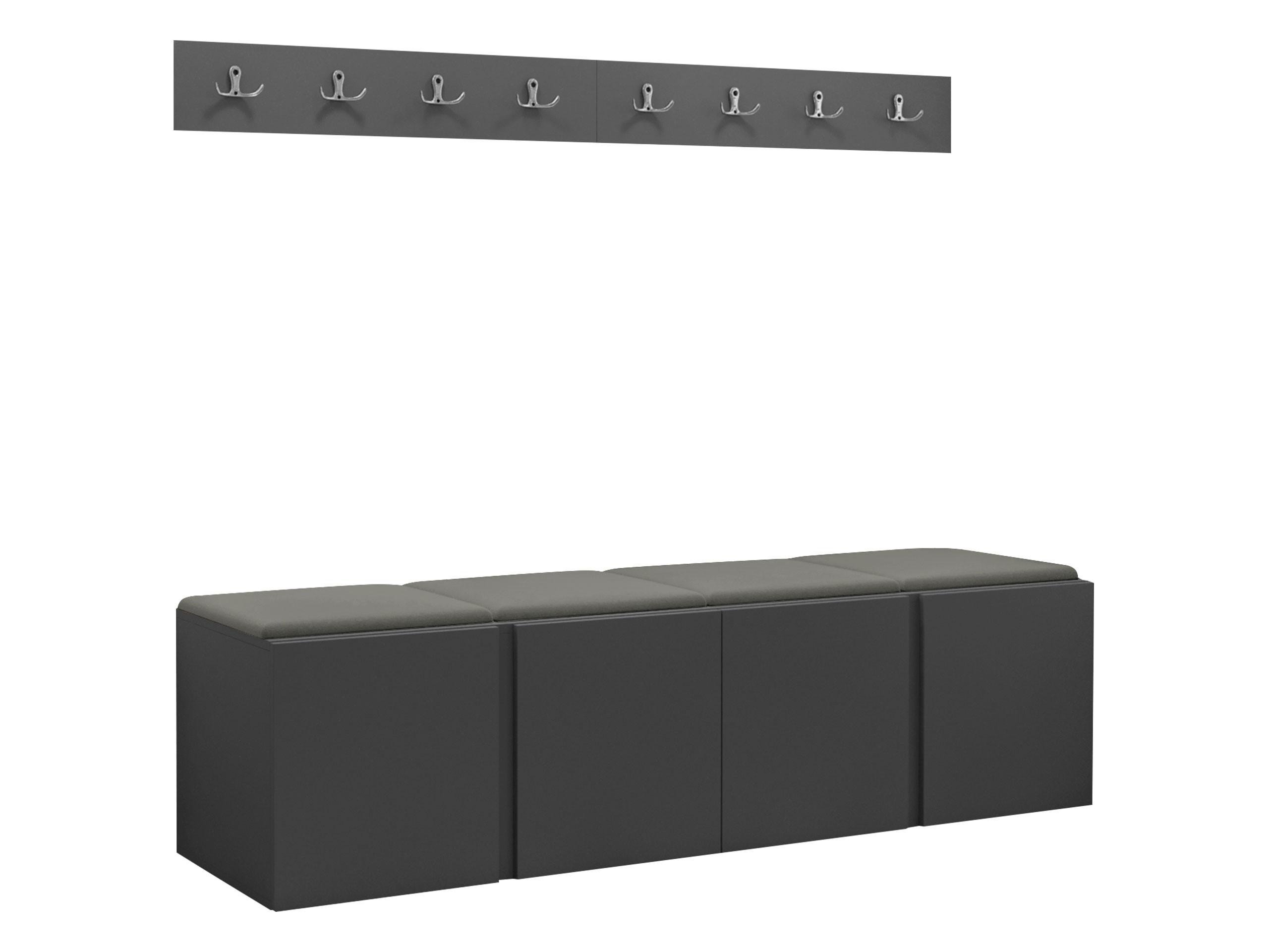 GARDEROBEN-SET Orion VII - Graphitfarben/Grau, Holzwerkstoff/Kunststoff (168/42/46cm) - MIRJAN24