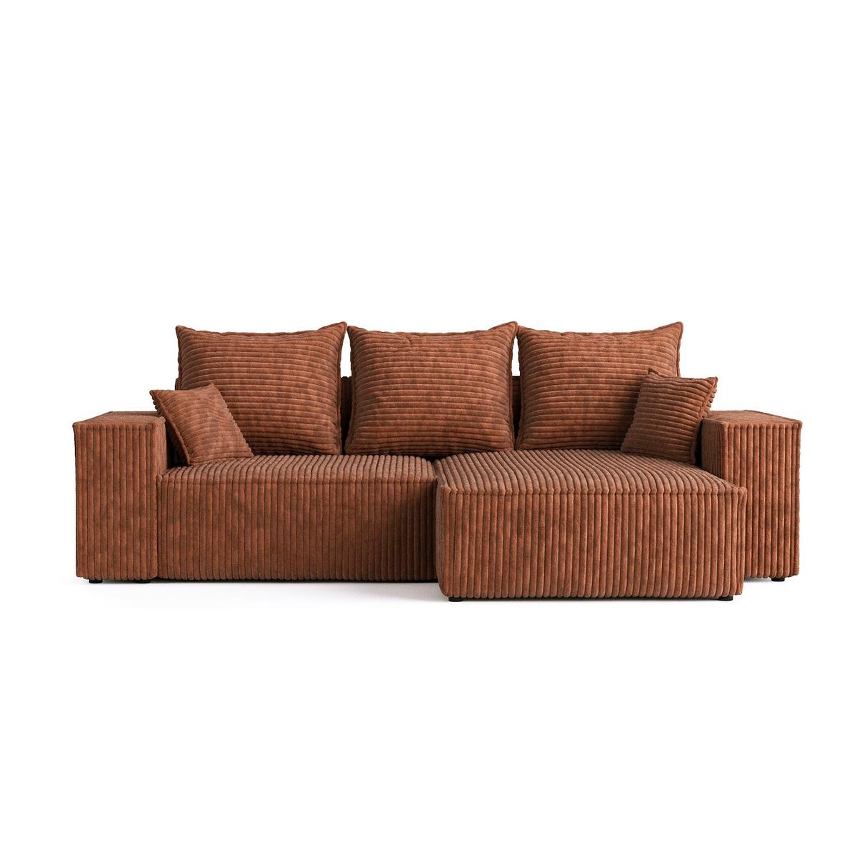 ECKSOFA SENSO mit Schlaffunktion Kupfer im Tilia Stoff - Schwarz/Kupferfarben, Holz/Holzwerkstoff (255/148cm) - AltaBeds