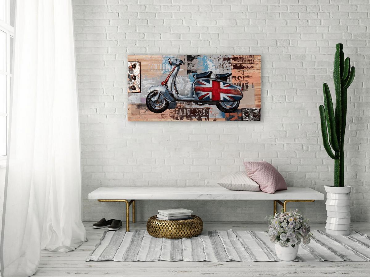 WANDBILD Beige 100/50 cm - Beige, Holz/Metall (3.5/50cm) - KUNSTLOFT