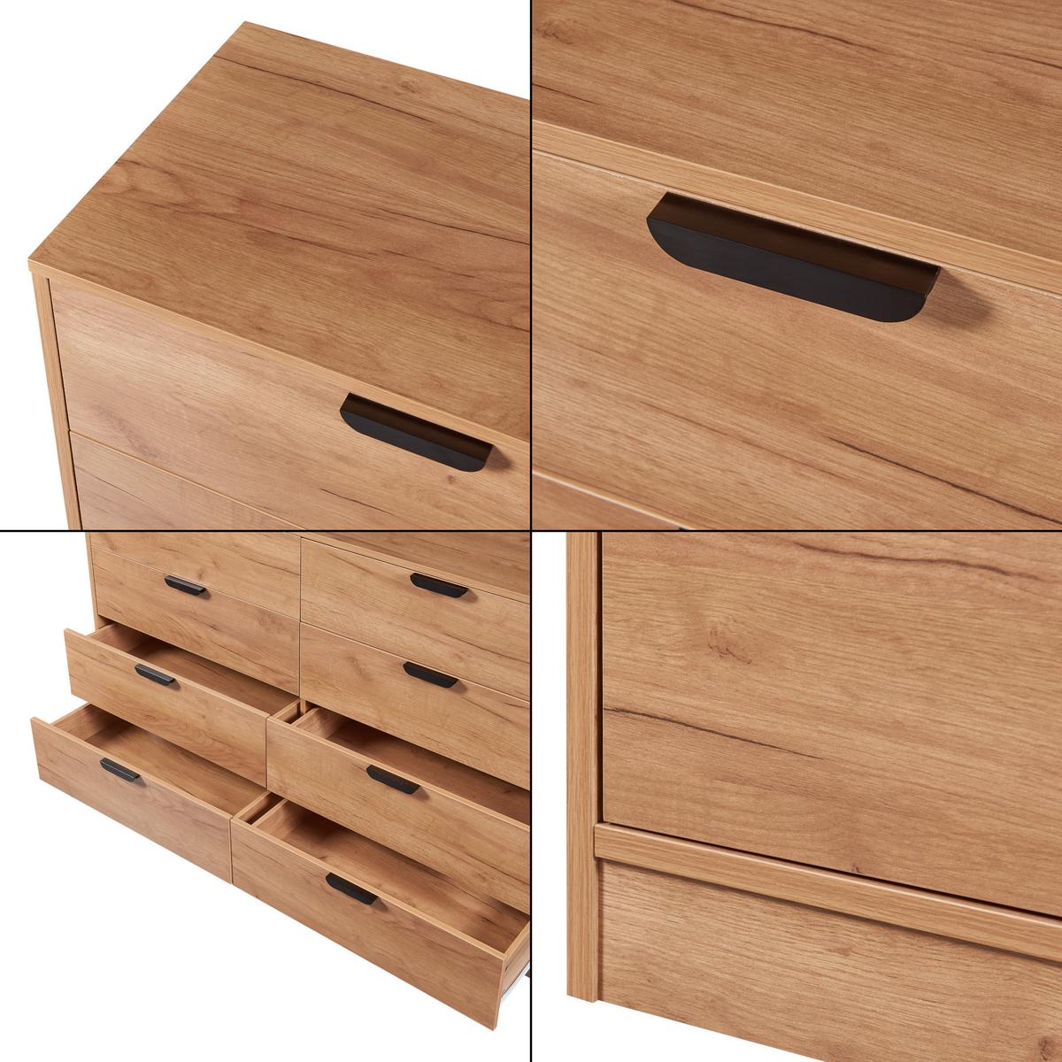 KOMMODE Varkaus - Eichefarben, Holzwerkstoff (140/90/40cm) - [en.casa]