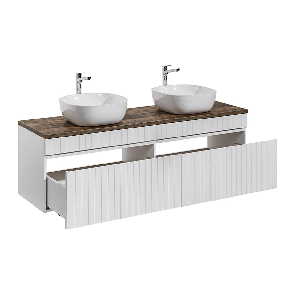 BADMÖBEL 160cm Zelie 2er-Set Weiß - Weiß, Holzwerkstoff (160/48/46cm) - Petits-meubles