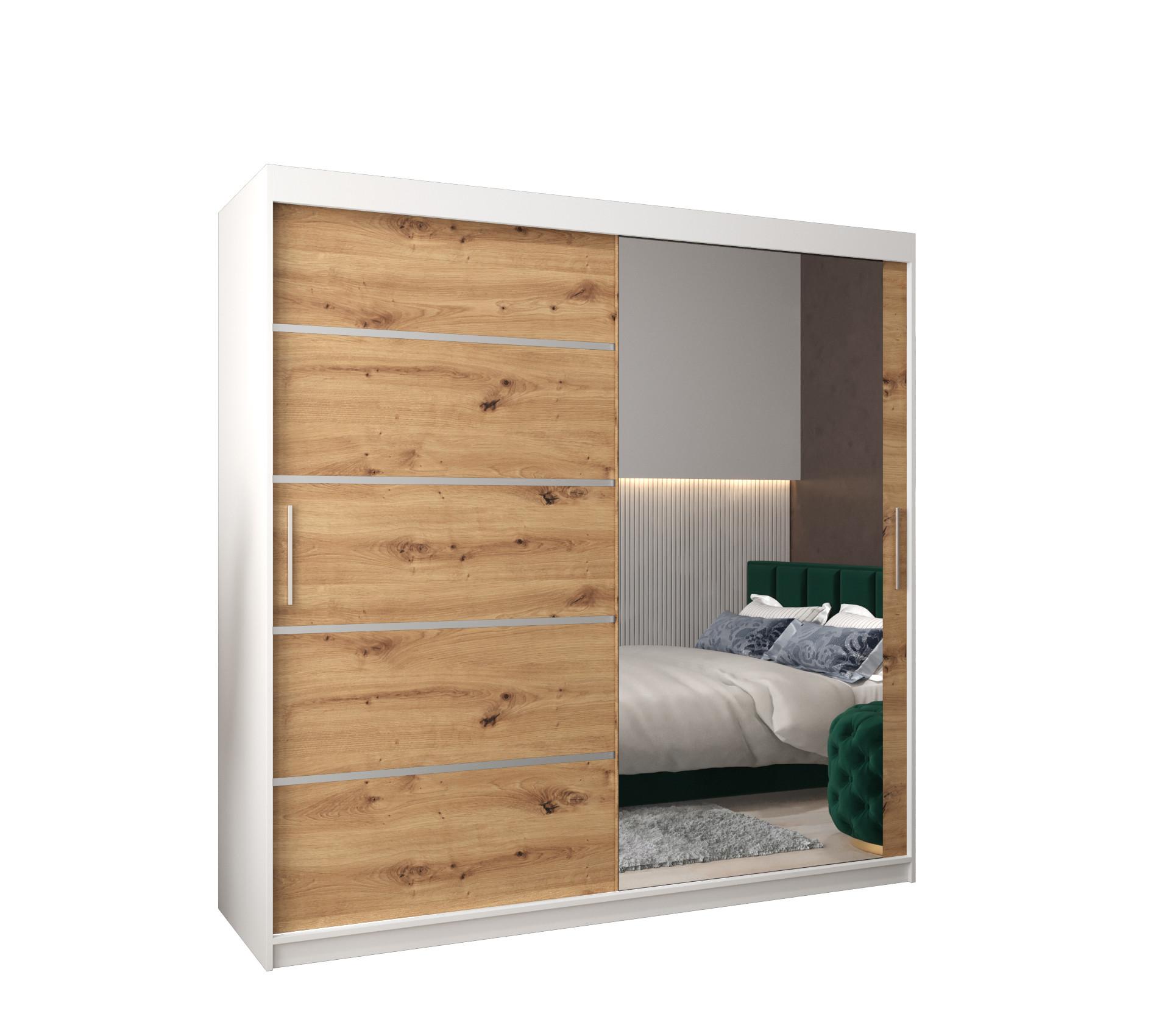 SCHWEBETÜRENSCHRANK 200/200/62 2-türig - Silberfarben/Eiche Artisan, Holz/Kunststoff (200/200/62cm) - MÖBEL KRYSPOL