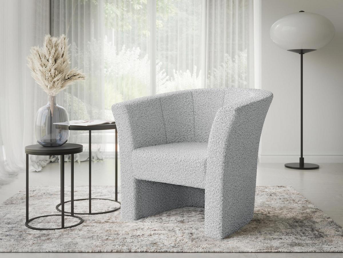 SESSEL Niko Boucle - Greige/Schwarz, Holzwerkstoff/Kunststoff (71/76/65cm) - MIRJAN24