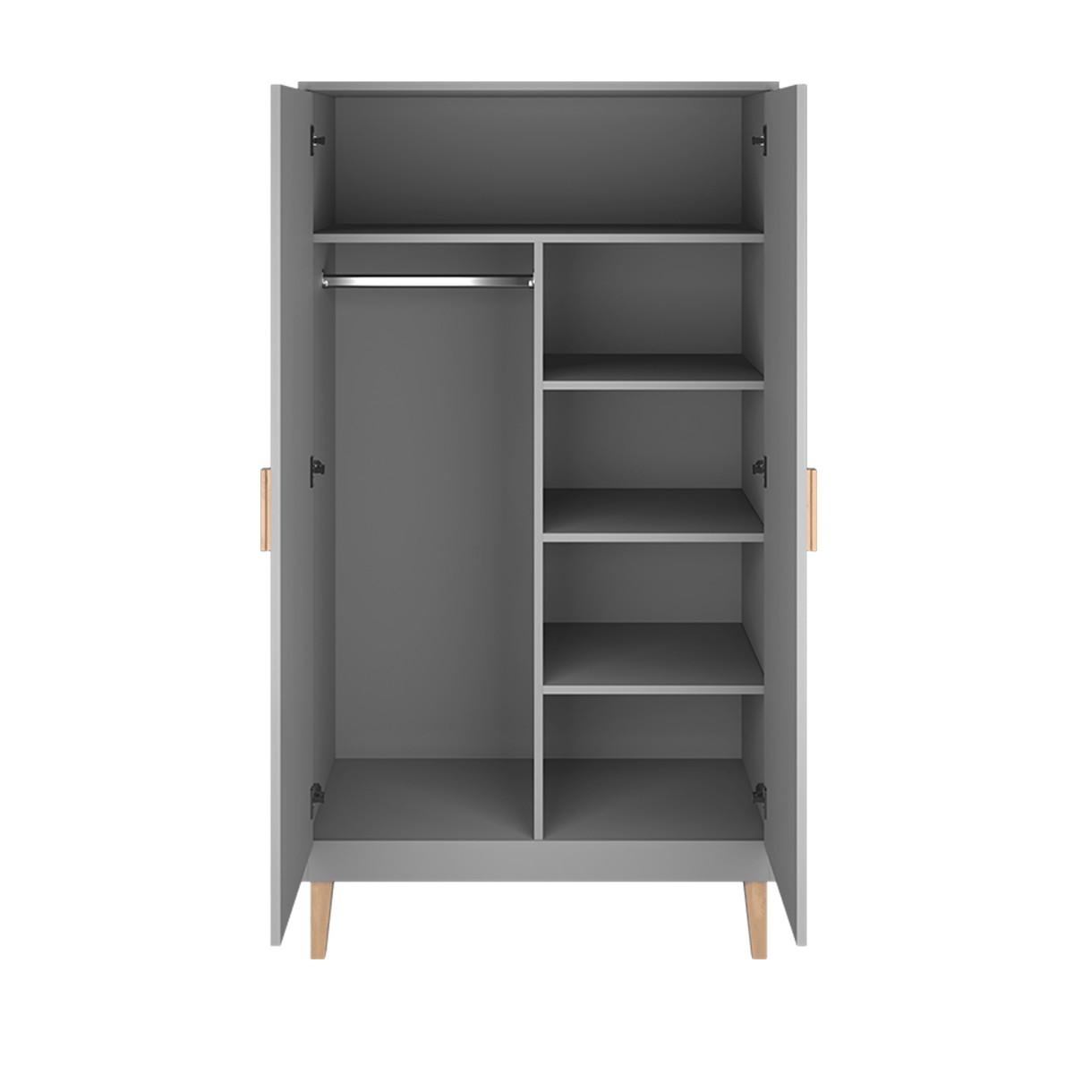 SCHRANK 2 Türen Kubi Grau - Grau, Holzwerkstoff (184/55/100cm) - Petits-meubles