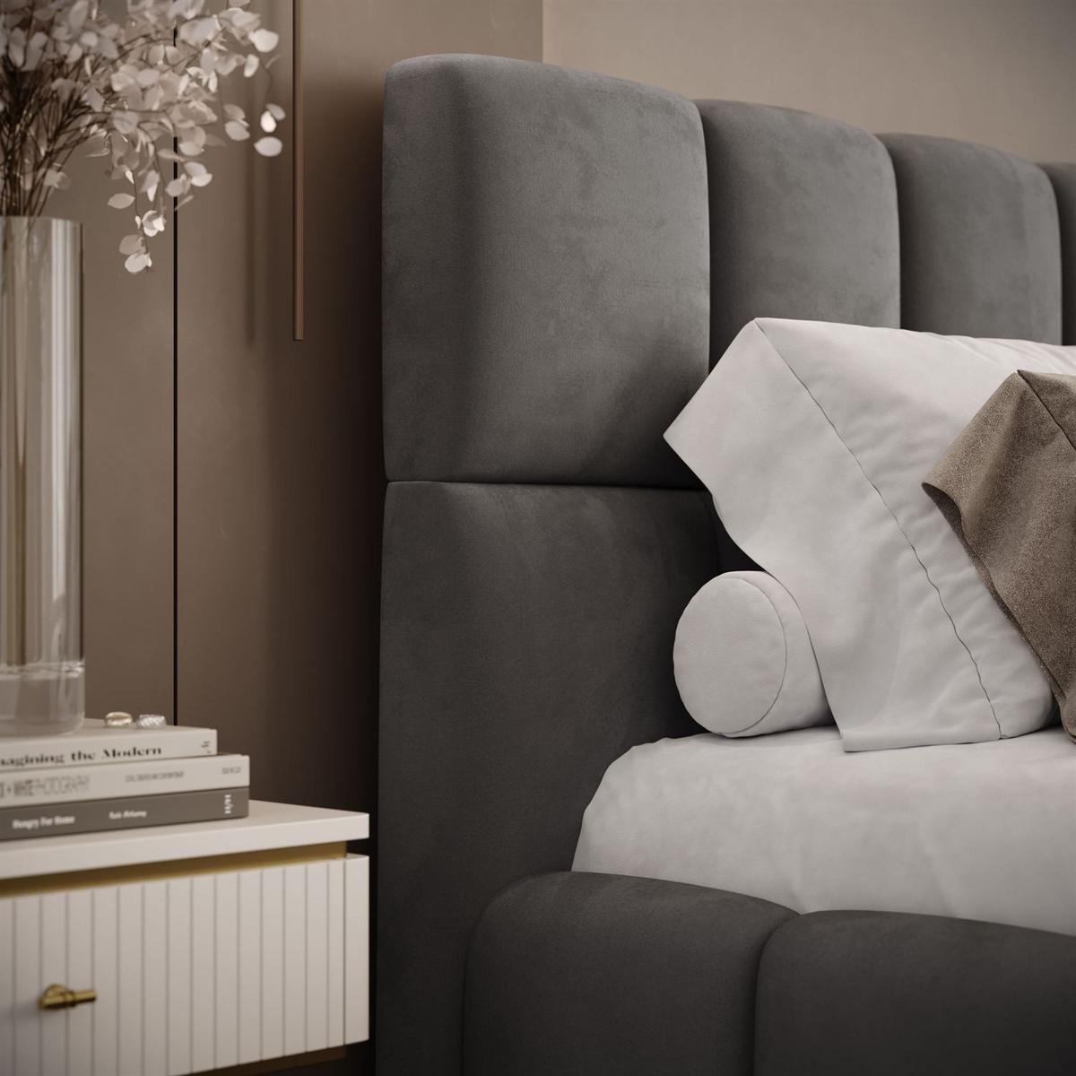 POLSTERBETT VENEZIA mit Bettkasten 140x200, Royal Velvet 250 - Grau, Textil (140/200cm) - Lookway